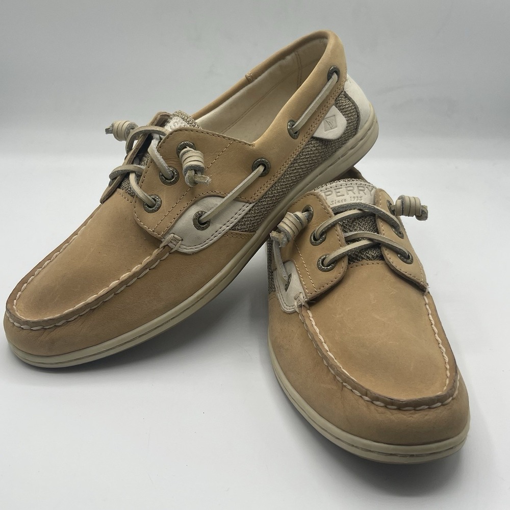 Sperry Top‎ Sider Shoes Women's 8 Songfish Boat Deck Leather STS95588 Beige